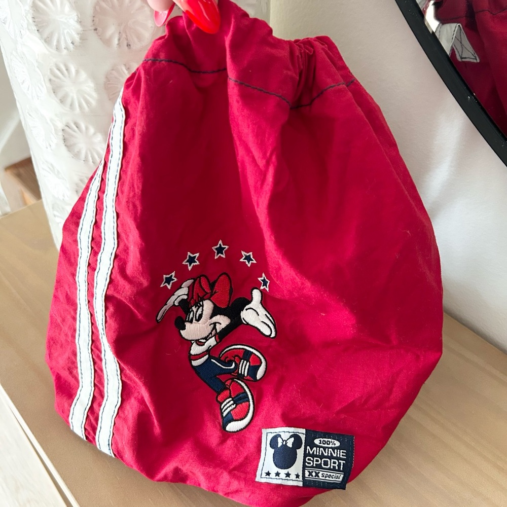 Vintage Disney Minnie Sport Red Cinch Backpack Gym Bag